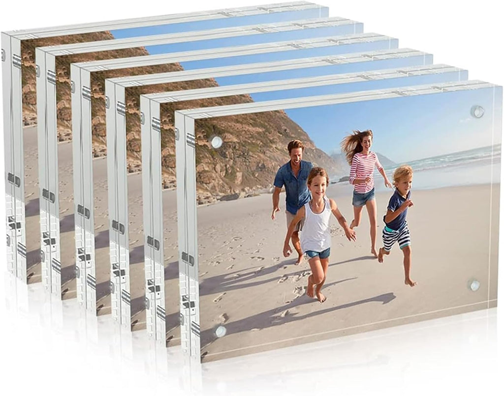 AITEE 5x7 Acrylic Picture Frames 6 Pack, Clear Picture Frames，20% Thicker