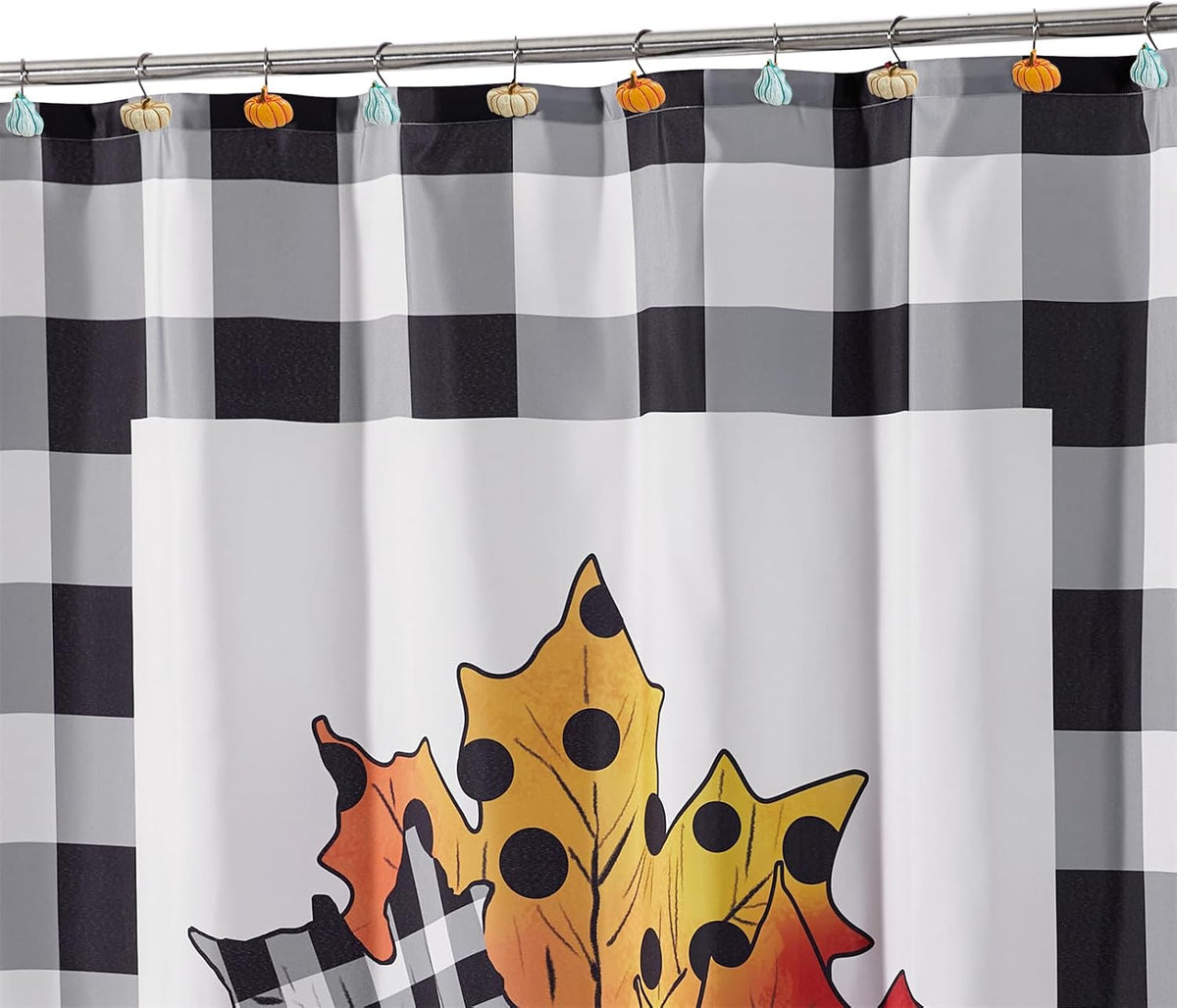 12PCS Cute Pumpkins Decorative Shower Curtain Hooks Rings for Fall Autumn Shower Curtains Bathroom Decorations Accessories Set, Metal Rustproof Thanksgiving Farmhouse Rustic Fall Shower Curtain Hooks