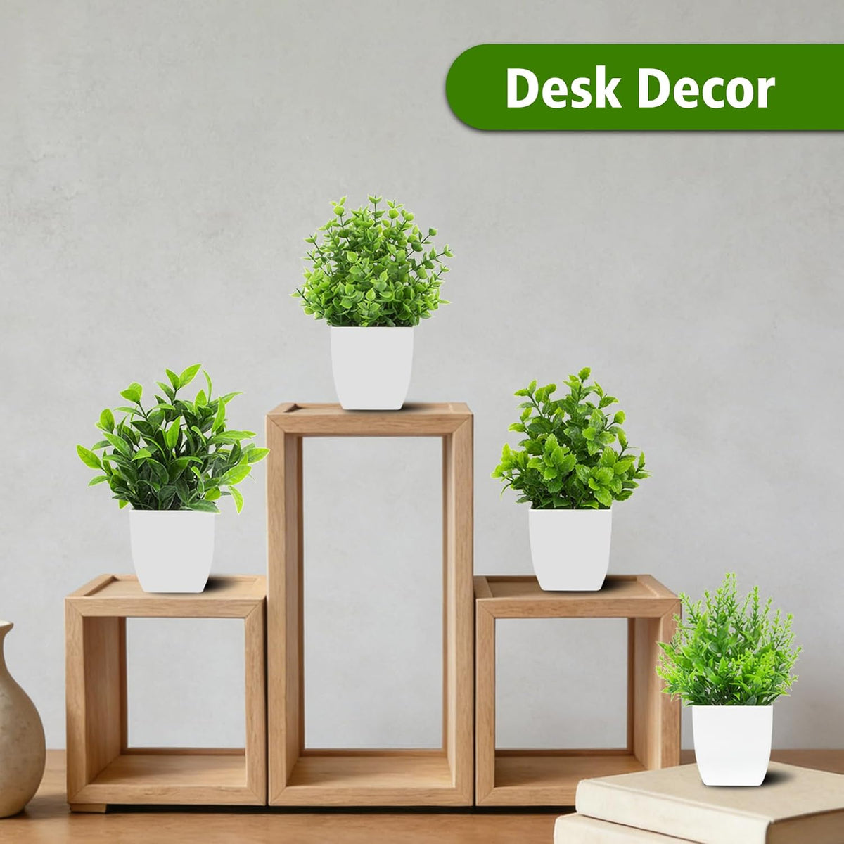 4 Pack Small Fake Plants Mini Artificial Plants for Desk Bathroom Decor