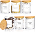 Yaomiao 6 Pack Bathroom Organizers, 10 oz Clear Jars with Lids, Wood Color