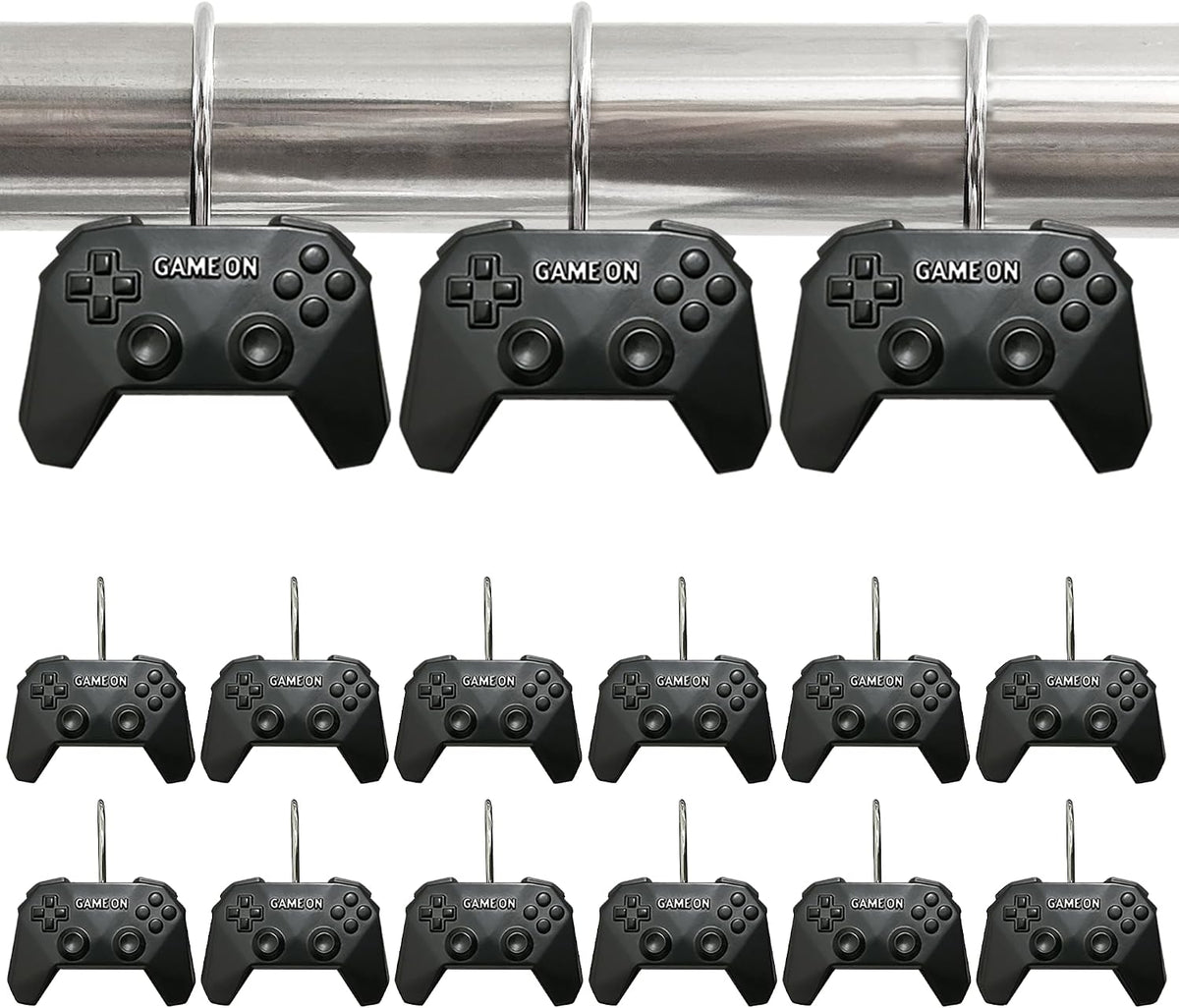 12 Pcs Game Theme Shower Curtain Hooks for Gamers Bathroom Decor