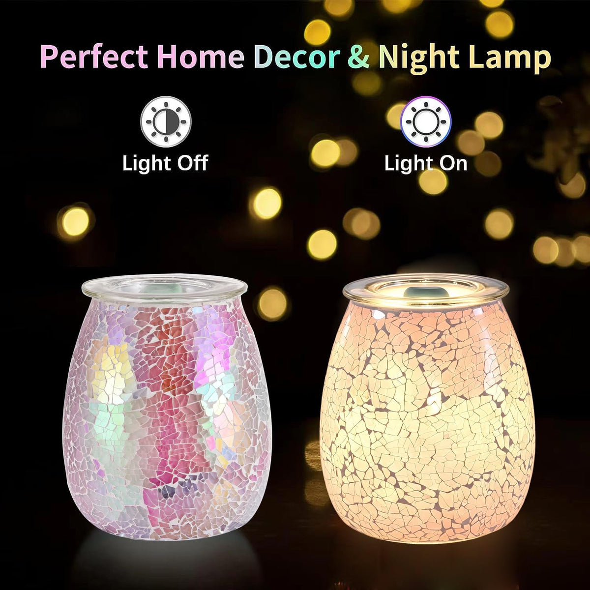 Dicimi 2-in-1 Candle Warmer Lamp, Electric Wax Melt Warmer with Pink Ombre Glass, Night Light & Removable Tray, Flameless Aromatherapy Gift for Home Bedroom Office