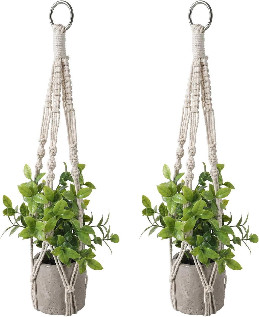 2 Pack Macrame Plant Hanger, Small Macrame Plant Hangers with Hooks