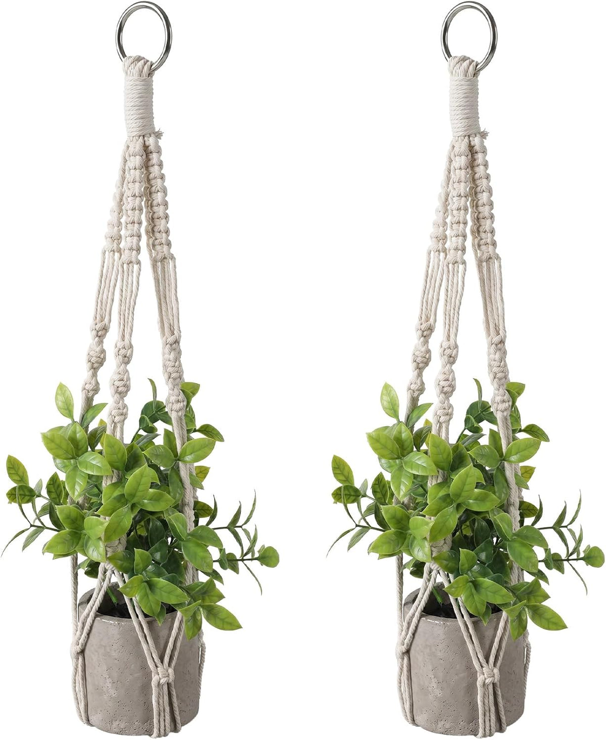 2 Pack Macrame Plant Hanger, Small Macrame Plant Hangers with Hooks