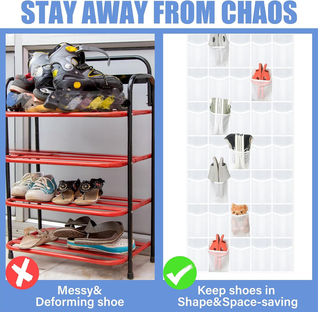 Windyun 2 Pcs Large over The Door Shoe Organizer, 70 Pockets, White