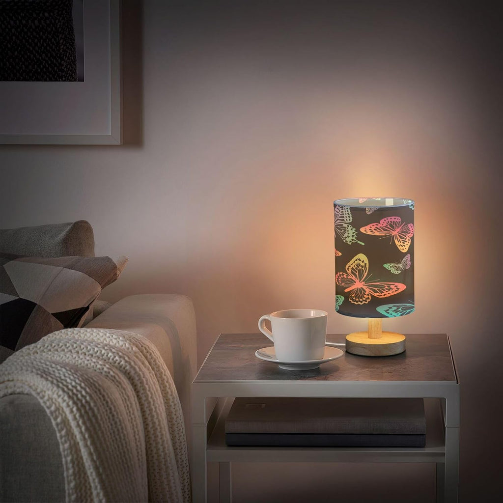 Fantasy Rainbow Butterfly LED Table Lamp with USB Port Rechargeable Lamps Bedroom Lamps for Nightstand Living Room Dorm Home Office Desk