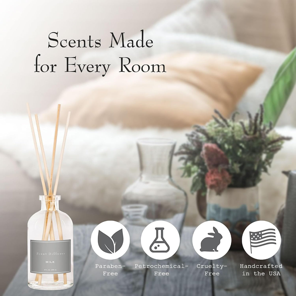 K. Hall Designs Milk Scent Boxed Diffuser Kit, Creamy-Sweet Coconut Vanilla