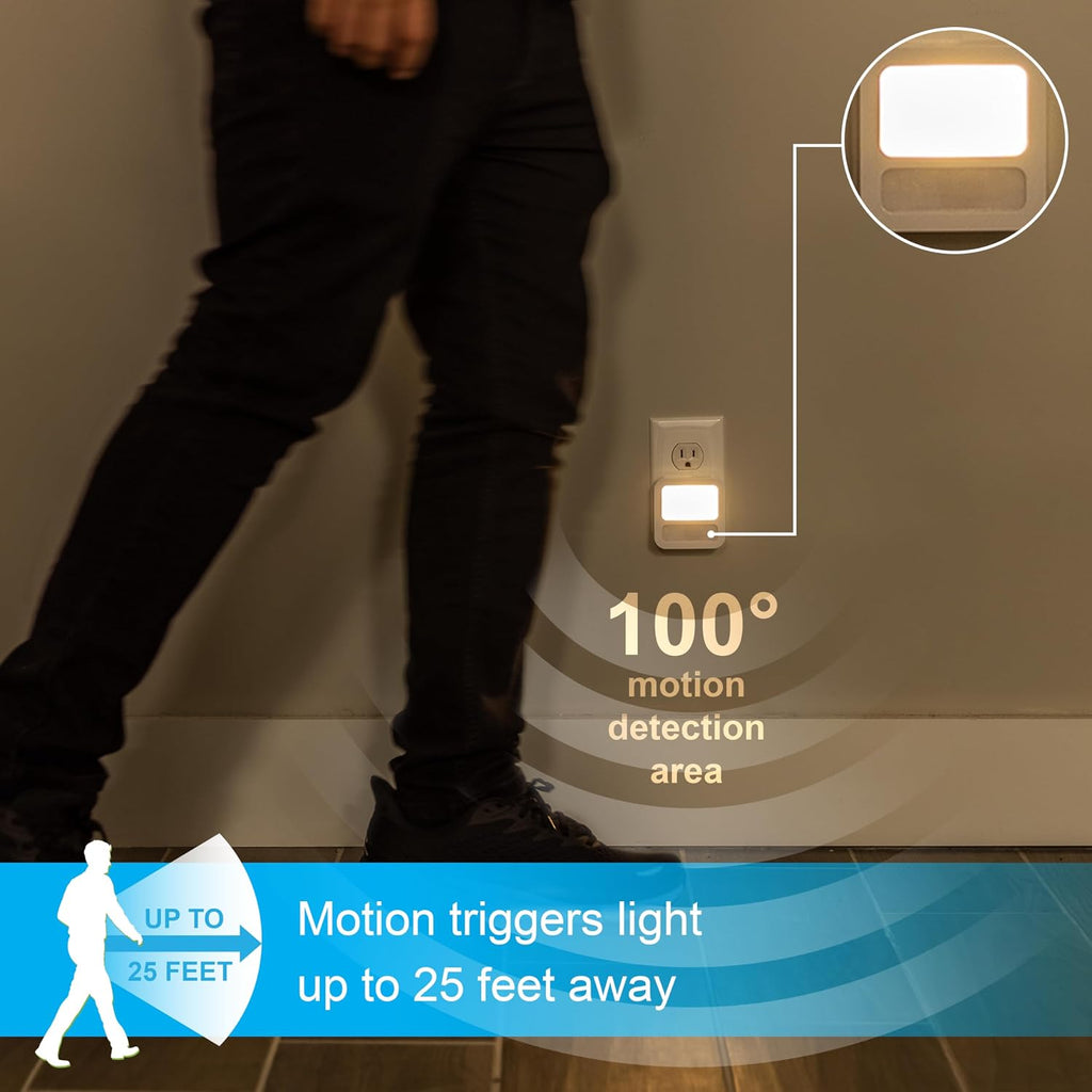 GE LED Motion Sensor Night Light, Plug-in, Dusk-to-Dawn Sensor, 20 Lumens, Soft White, Ideal for Bedroom, Bathroom, Kitchen, or Hallway – 46439 (2 Pack)