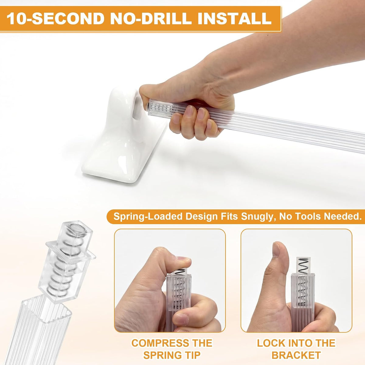 2 Pack 24 Inch Clear Bathroom Towel Bar Replacement Rod for Ceramic Holder