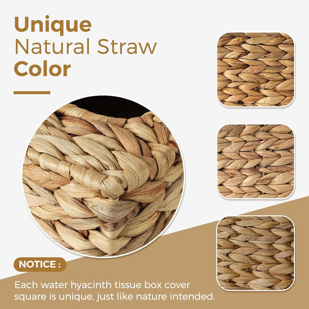 Rattan Tissue Box Cover with Lid, Wicker Tissue Box Holder Square