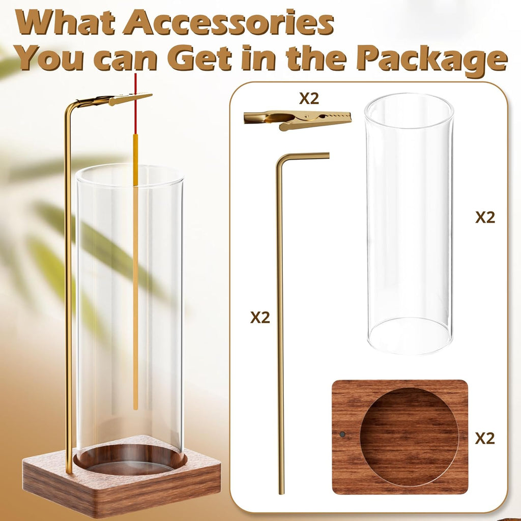 Incense Holder for Sticks, Insence-Stick Holder, Anti-Ash Flying No Mess Incense Burner, Incense Stick Holder with Glass Ash Catcher, for Yoga Spa Meditation Home Decor(4 Pack)