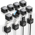 12 Pack Mini Magnetic Cord Holder, Residue-Free Self Adhesive Auto-Lock Cable Clips, Reusable Wire Keeper for Desktop, Car, Nightstand, Charging & Earphone Wires, Black Cable Organizer Clips