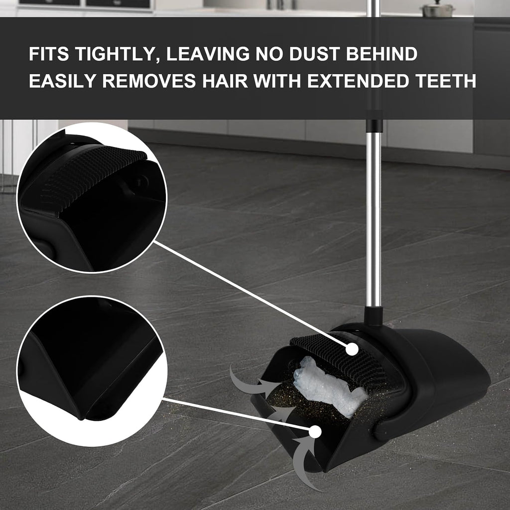 Black Broom and Dustpan Combo Set, 51" Long Handle Broom
