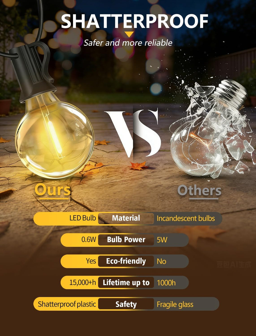 KGC G40 LED String Light Bulbs, 0.6 W Equvanlent to 7 W Incandescant Bulb
