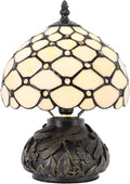 Small Tiffany Mushroom Table Lamp,Mini Memory Sympathy Antique lamp 8X11 Inch (Cream Bead)