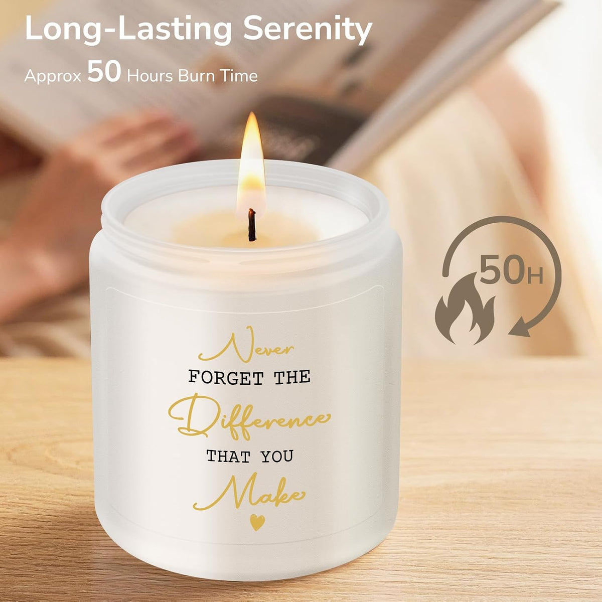 Thank You Gifts for Women, Inspirational Gift for Teacher, Lavender Candle