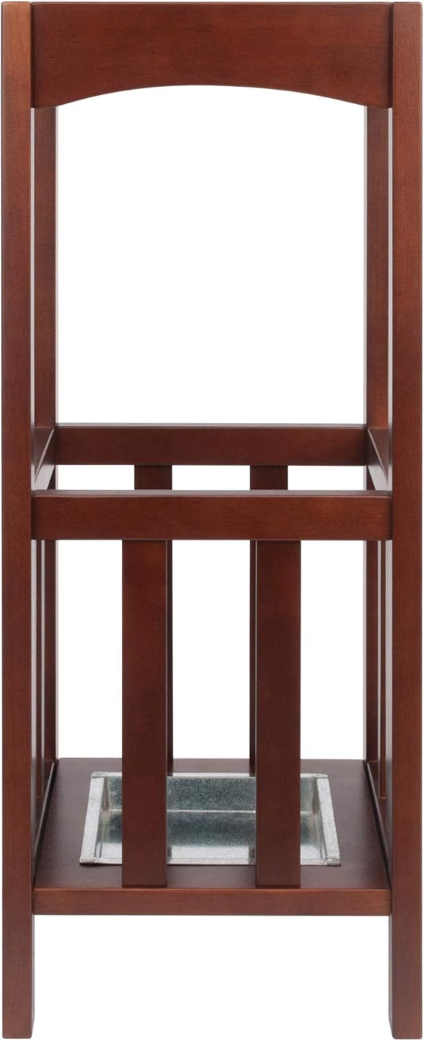 Winsome Rex Umbrella Stand with Metal Drip Tray, 27", Walnut