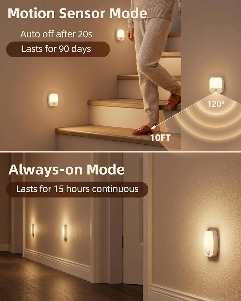 EZVALO Rechargeable Motion Sensor Night Lights, 4 Pack Magnetic Stick-On LED Lights, 3 Color Temperatures, 10%-100% Dimming & Memory, 1000mAh Light for Closet, Bedroom, Hallway, Stairs, Bathroom