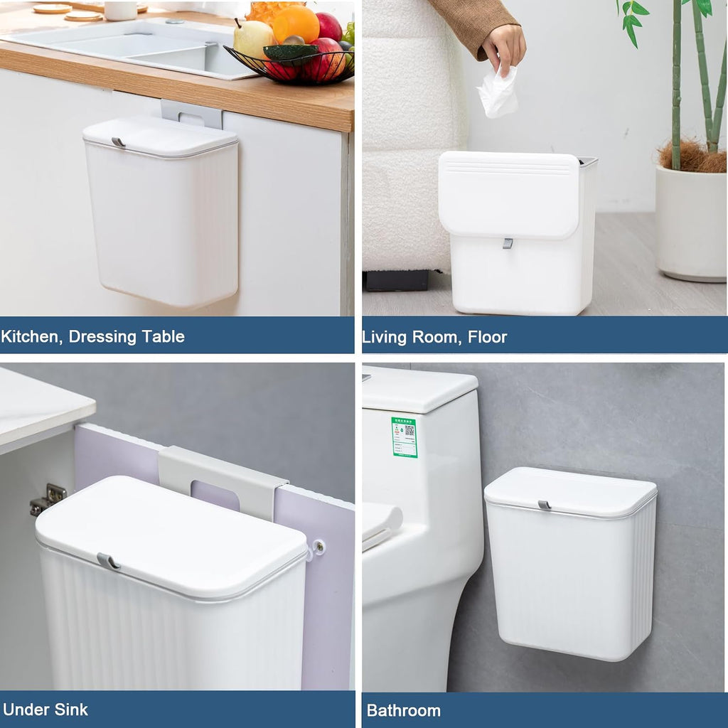 Kitchen Compost Bin Cabinet Hanging Small Trash Can with Lid 2.4 Gallon