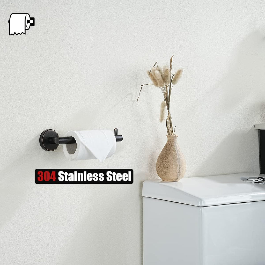 JQK Toilet Paper Holder Oil Rubbed Bronze, 5 Inch 304 Stainless Steel Thick 0.8mm Tissue Paper Dispenser for Bathroom, Hold Mega Rolls Wall Mount, TPH100-ORB
