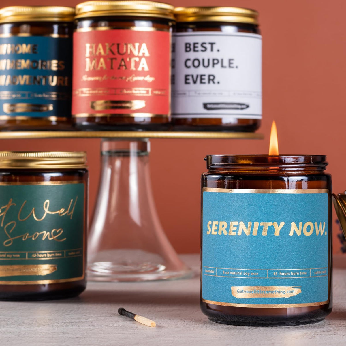 Seinfeld Gifts for Women - Serenity Now Lavender Vanilla Scented Soy Wax Candle | Seinfeld Merch Mothers Day Friendship Relaxation Gifts for Women | Birthday Present Idea for Friends for Home Decor