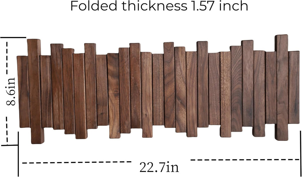 Natural Wood Wall Mounted Piano Coat Rack| Coat Rack Wall Mount| Flip Down Wall Hook Rack 5 Hooks| Entryway Wall Storage with Hooks,Made of Black Walnut.Wall Art