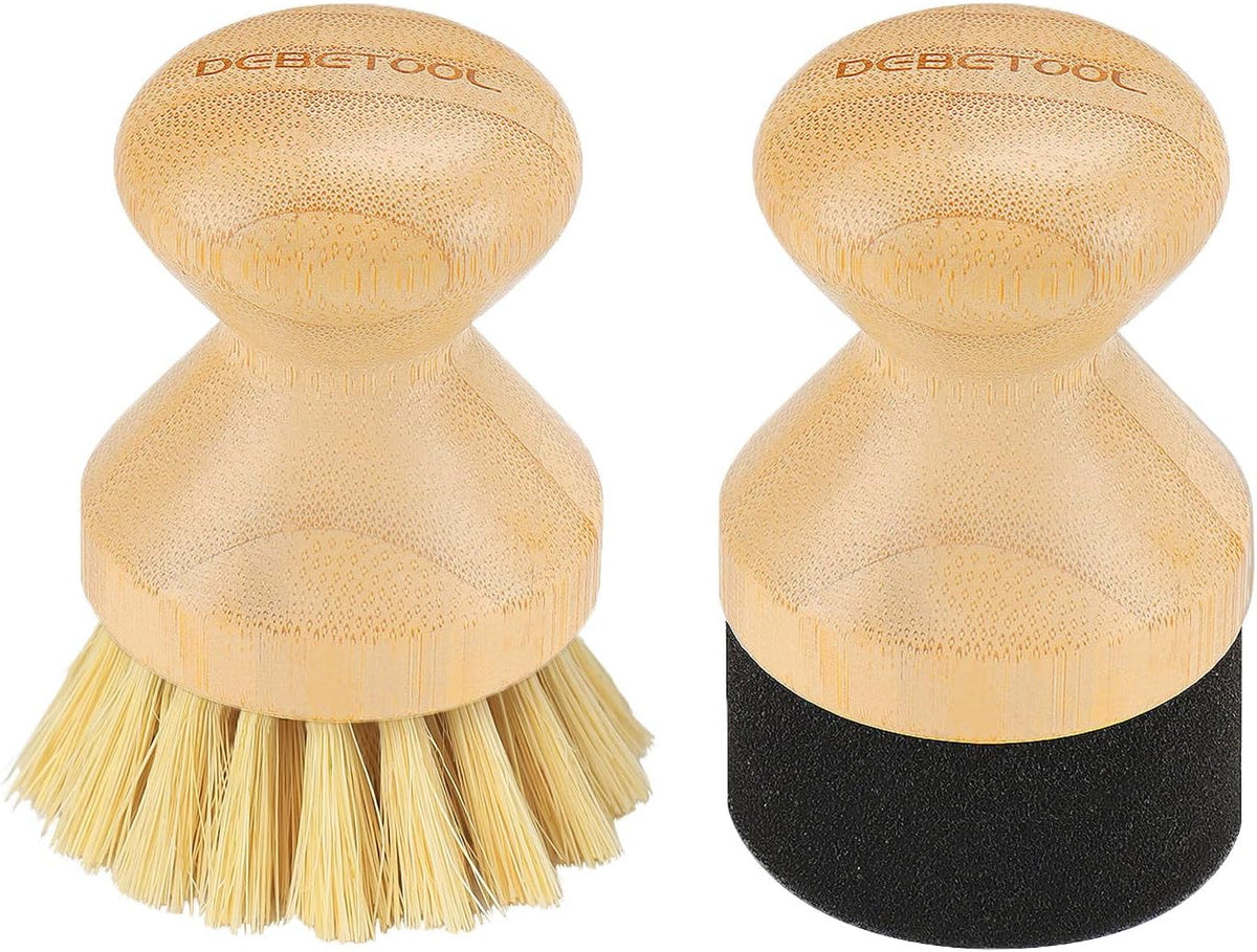 DEBETOOL Cutting Board Oil Applicator & Sisal Scrub Brush Set