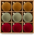 DN DECONATION 9Pcs Velvet Christmas Ball Set, Vintage Christmas Tree Decor