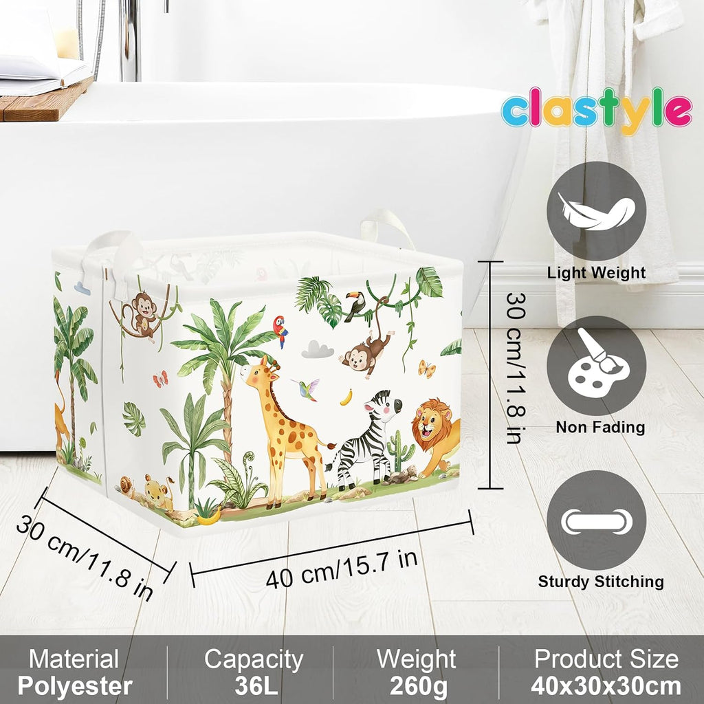 Clastyle Kid Storage Basket Woodland Vine Animal Foldable Laundry Hamper