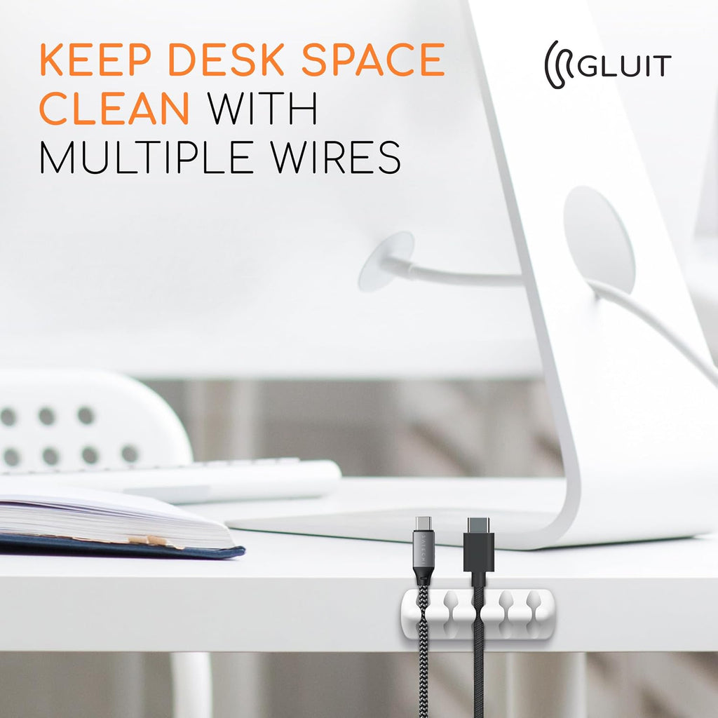 Cord Organizer for Desk, Nightstand Cable Holder, 20 Pack, Multislot, White