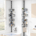 KINGRACK 4-Tier Tension Pole Shower Caddy,Corner Shelf for Storage, Black