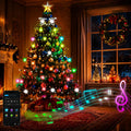 Smart Valentine's Day Lights with Star Topper, APP Control Music Sync Color Changing RGB Christmas String Lights, Cascading Twinkle Lights for Indoor Outdoor Xmas Tree Decorations