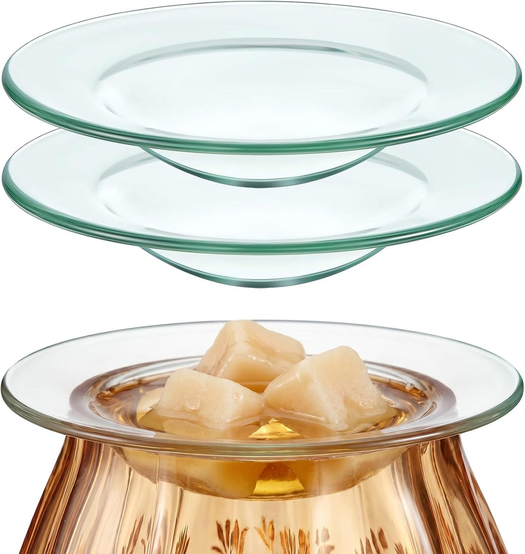 Patelai 2 Pieces Replacement Wax Warmer Dish, 4.5 Inches Round Glass Plate