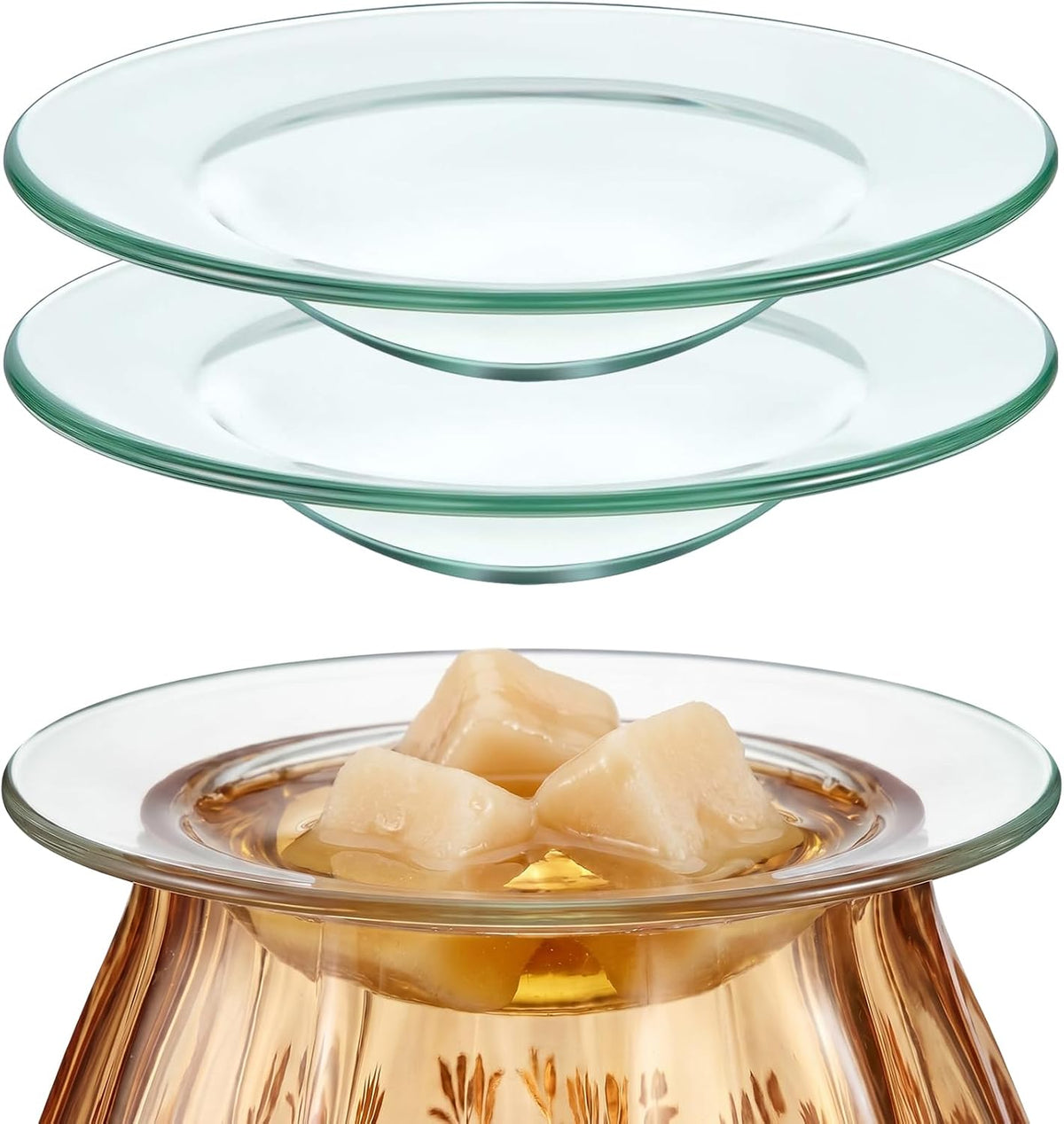 Patelai 2 Pieces Replacement Wax Warmer Dish, 4.5 Inches Round Glass Plate