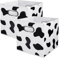 ANMINY Cow Print Cubes Fabric Storage Bins with Handles, 2 Pack 11"x11"x11"