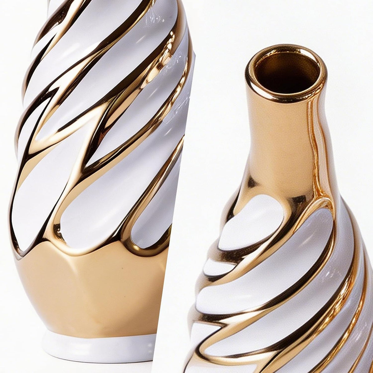 Yundu Gold with White Vase Set of 2
