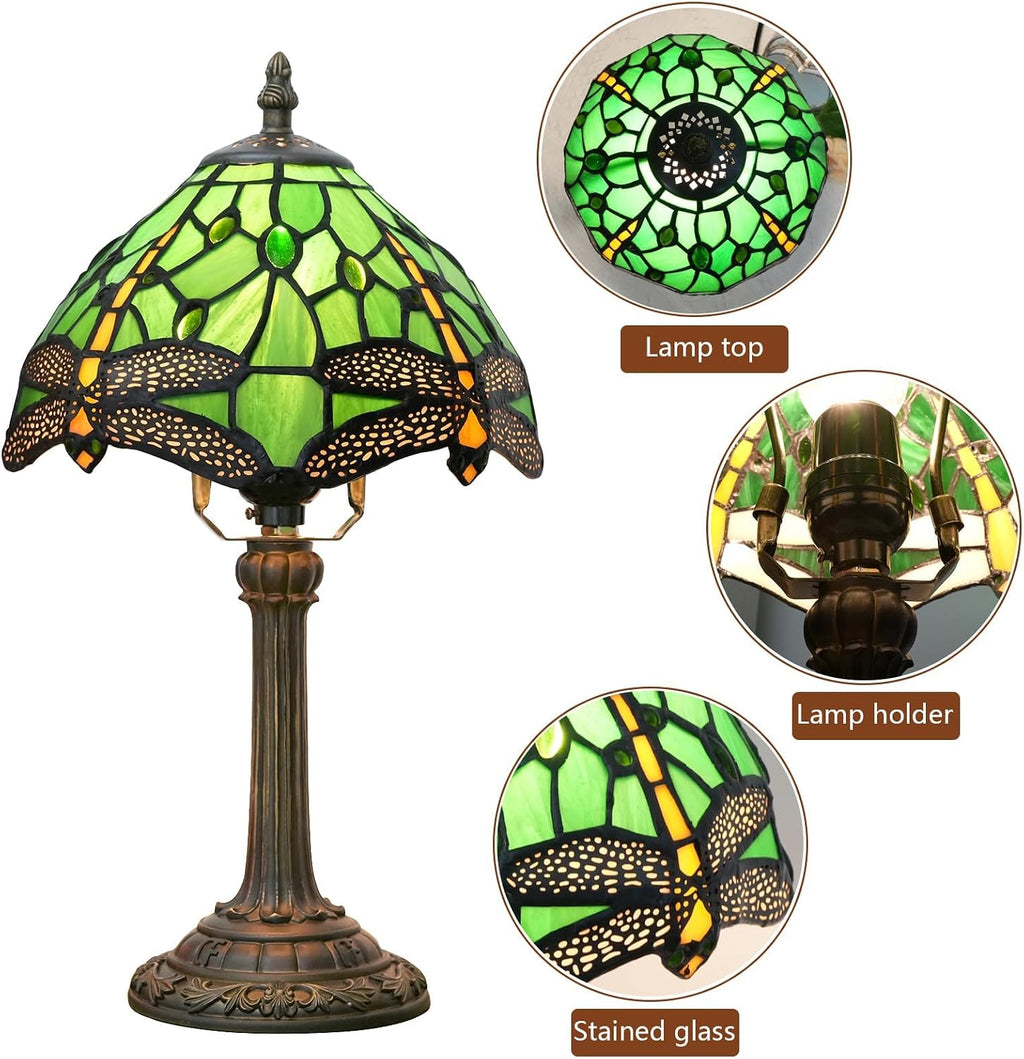 Tiffany Lamp Stained Glass Table Lamp Dragonfly Style Small Bedside Lamp Living Room Dining Room Reading Office Decoration Desk Lamp Home Decoration Creative Gift