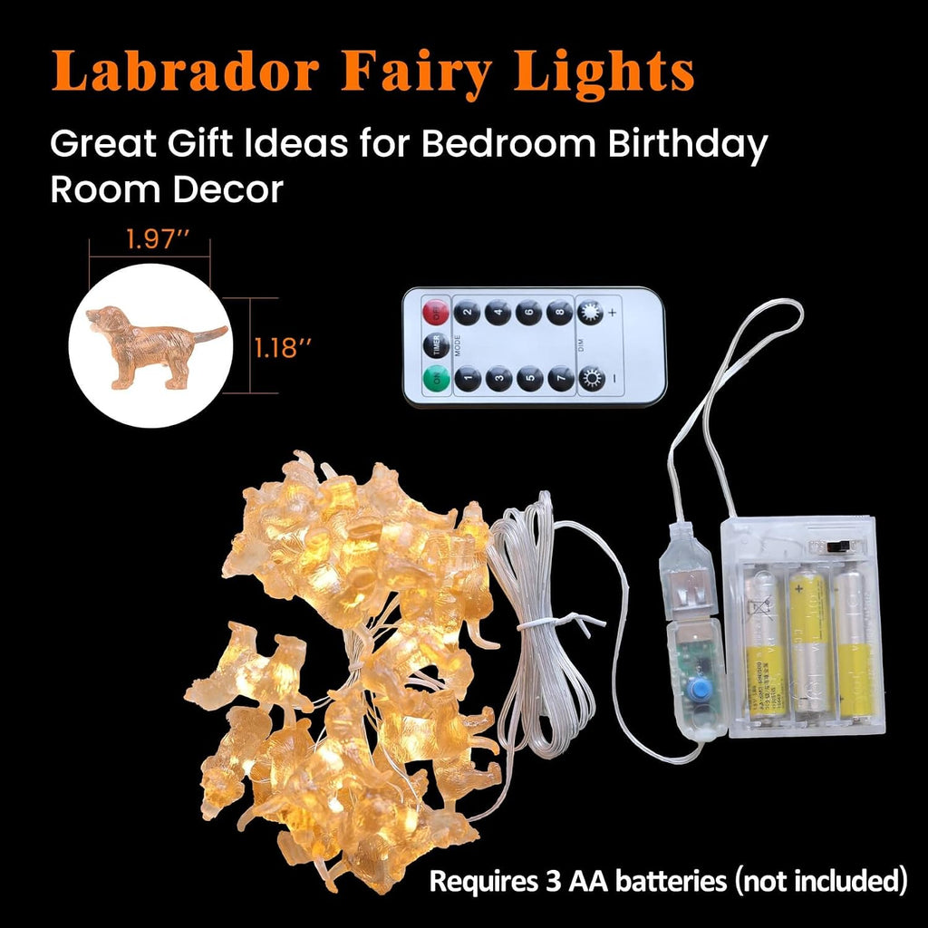Cute Decorative Lights Fairy String Lights Labrador Gifts for Women Novelty Puppy Lights 20LEDs 8ft USB Plug in or Battery Operated for Bedroom Birthday Room Xmas Thanksgiving Decor