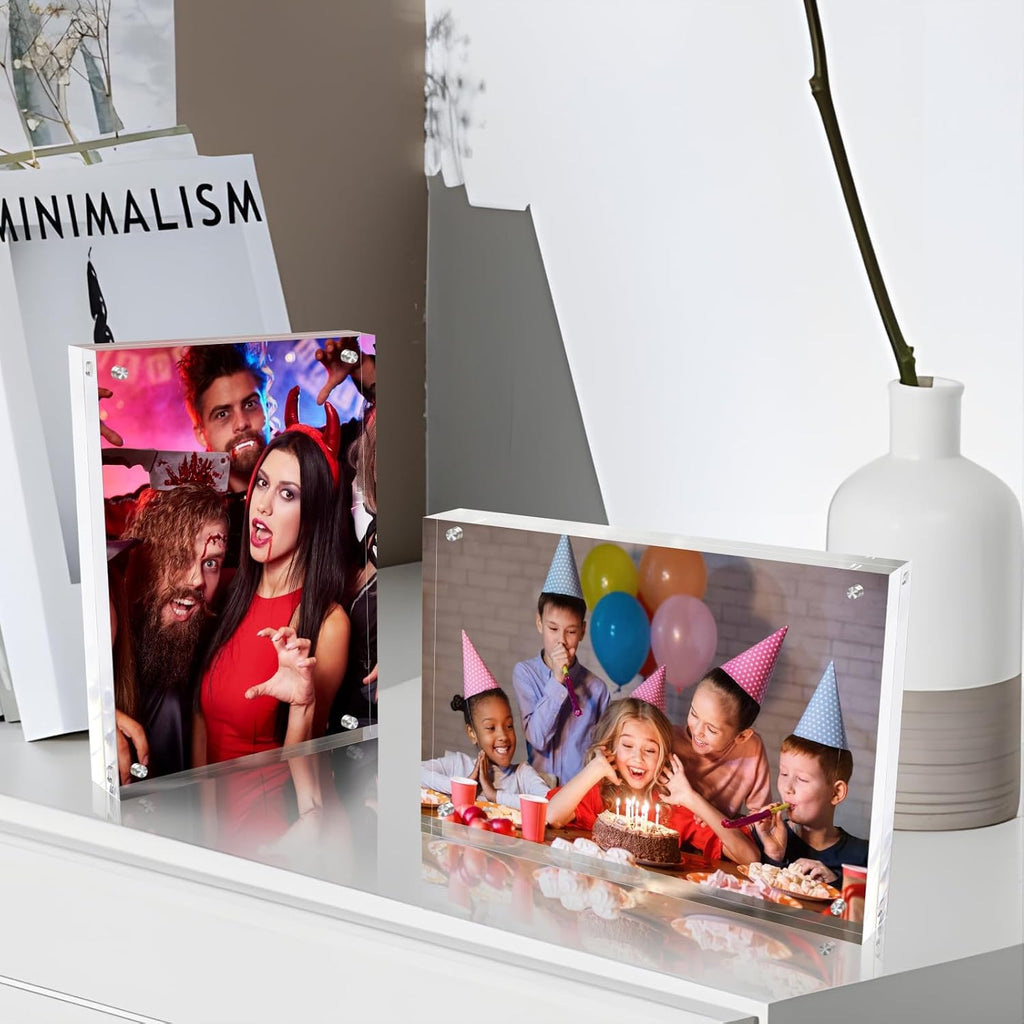 5x7 Inch Acrylic Picture Frame 5 Pack, 10+10mm Magnetic Photo Frame