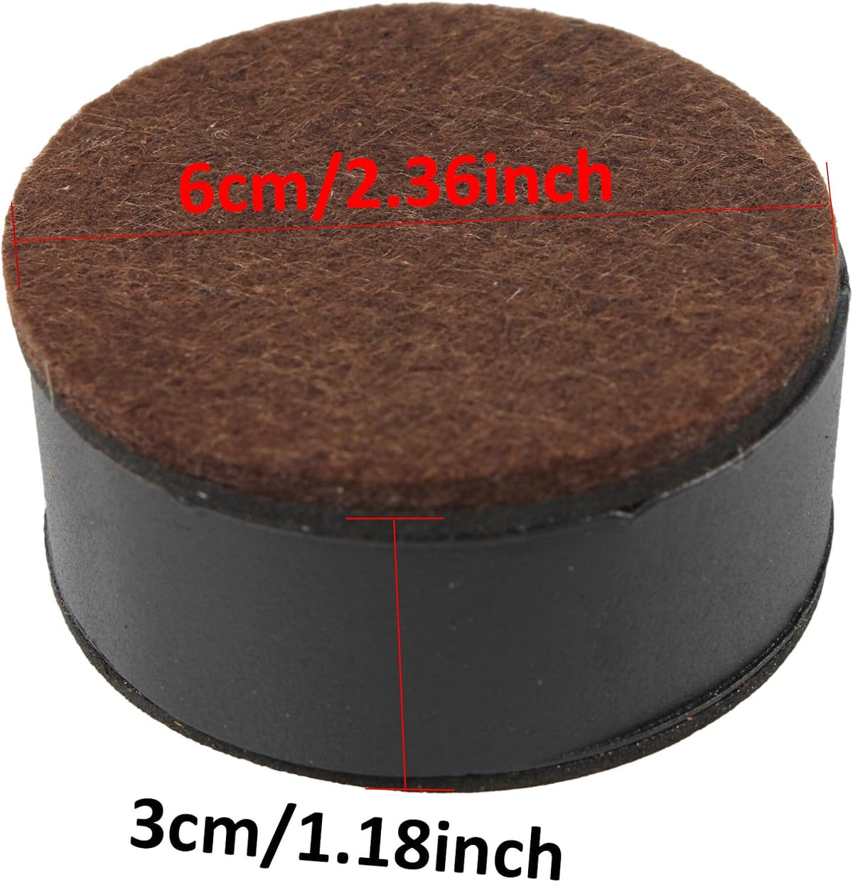 4PCS 1.2Inch Self-Adhesive Round Furniture Riser, Black Carbon Steel Bed Table Sofa Lift Riser, Heavy Duty Couch Cabinet Riser, Adds 1.2 Inch Height with Felt Pad