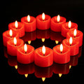 12 PCS Battery Operated Votive Candles Flameless Tealights, Red