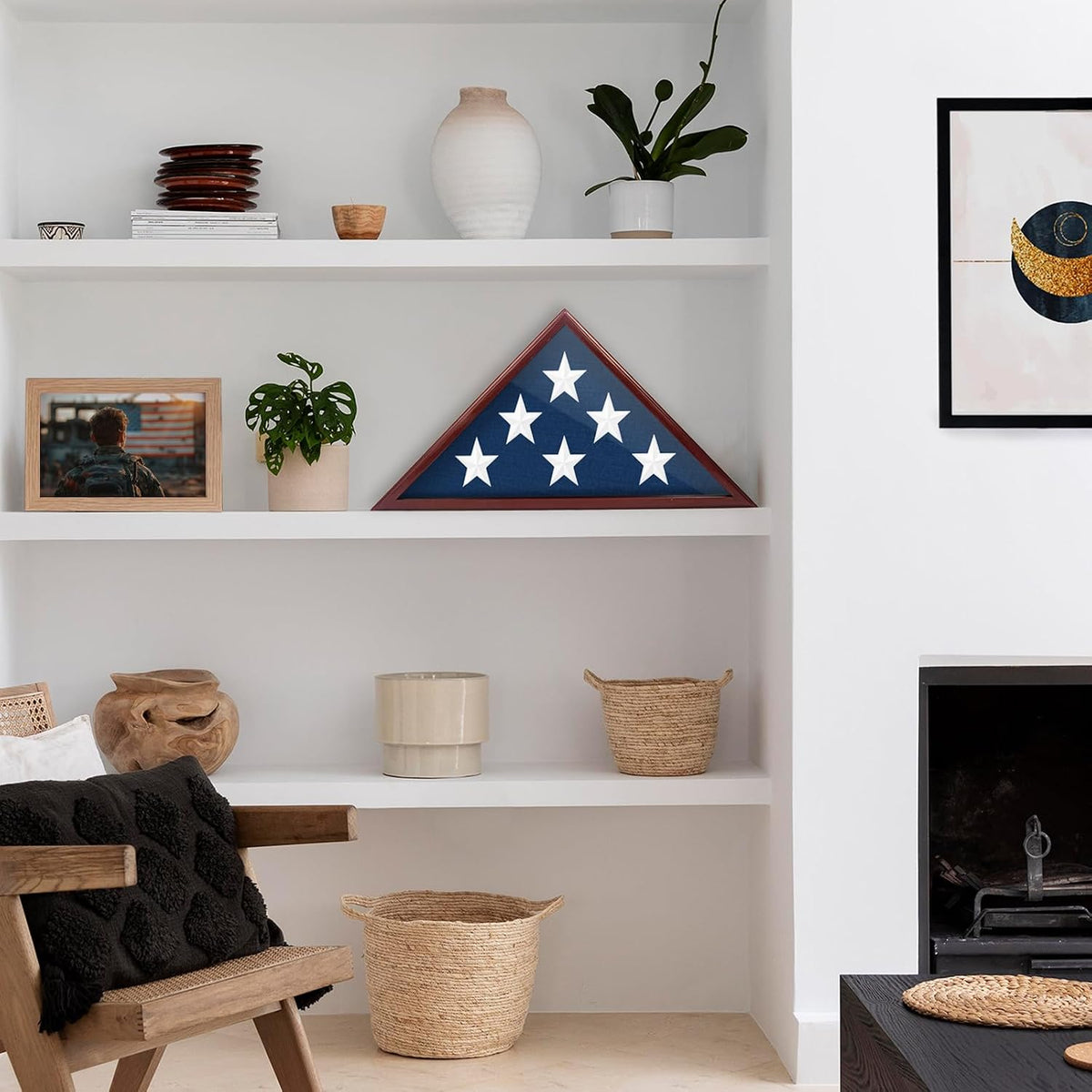 Flag Display Case for 5x9.5' Burial Flag with Custom DIY Stickers