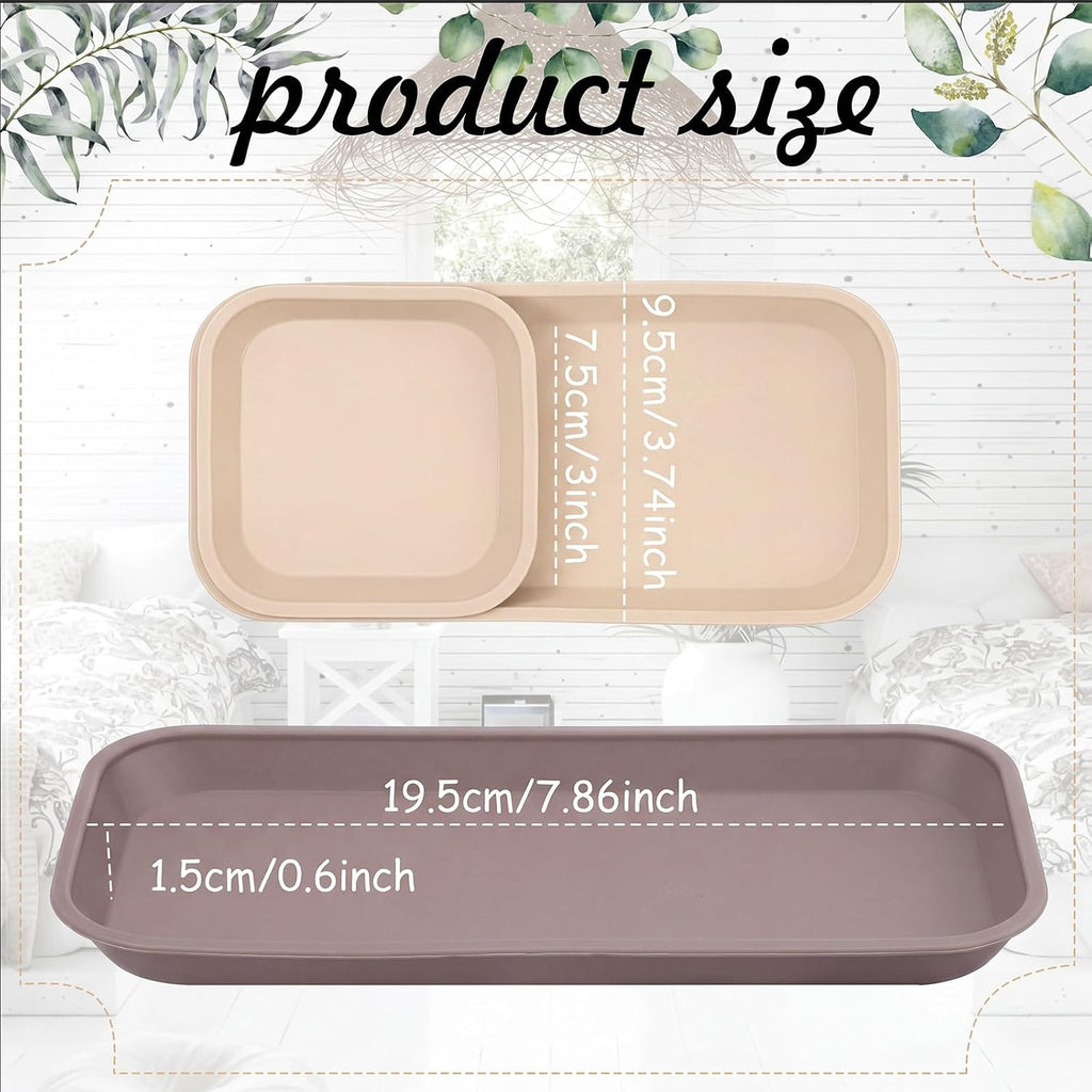 Wenqik 6 Pcs Mini Silicone Vanity Tray Bathroom Counter, Mocha, Linen, Tan