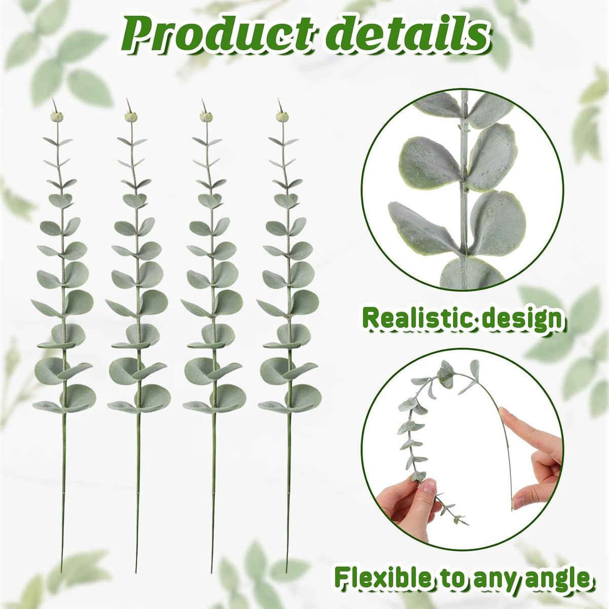 KALIONE 20 Pcs Eucalyptus Stems Artificial Flowers, Artificial Flowers for Decoration, Greenery for Vase, Faux Eucalyptus Stems for Home Office Flowers Bouquet Centerpiece Wedding Decoration