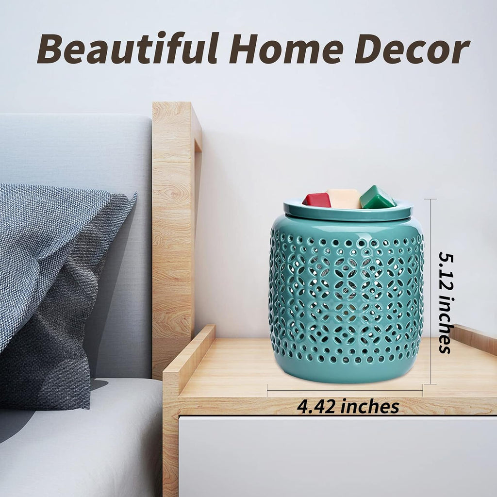 ASAWASA Ceramic Wax Melt Warmer for Scented Wax with Timer(Cyan Copper )