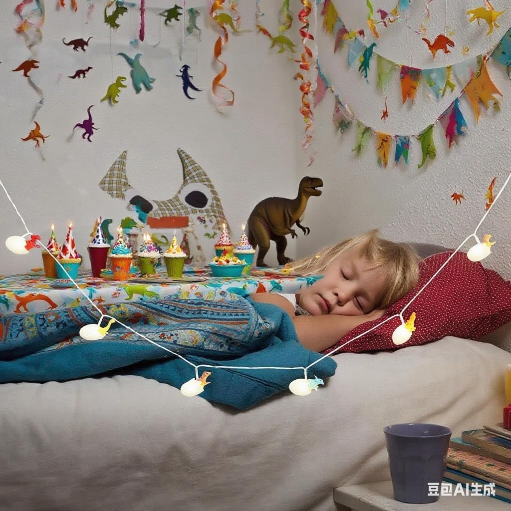 10Led Dinosaur Egg String Lights Battery Operated Dinosaur Lights String Realistic Looking Dino Light for Boys Bedroom Garden Patio Decoration