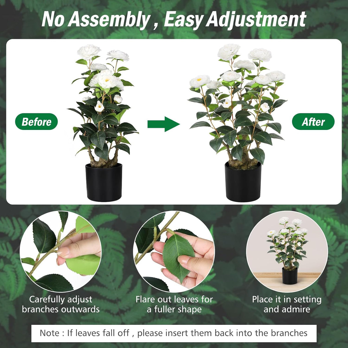 Romantic Season 2FT White Artificial Camellia Tree 2Pack, Faux Camellia Plant Fake Potted Camellia Flower Tree Plastic Camellia Tree for Modern Home Office Living Room Floor Décor