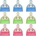 9 Pcs Small Dustpan and Brush Set Mini Broom and Dustpan Set with Handle Nesting Portable Cleaning Tools for Home Office Car Keyboard Countertop and Pet Nest (Blue Red Green)