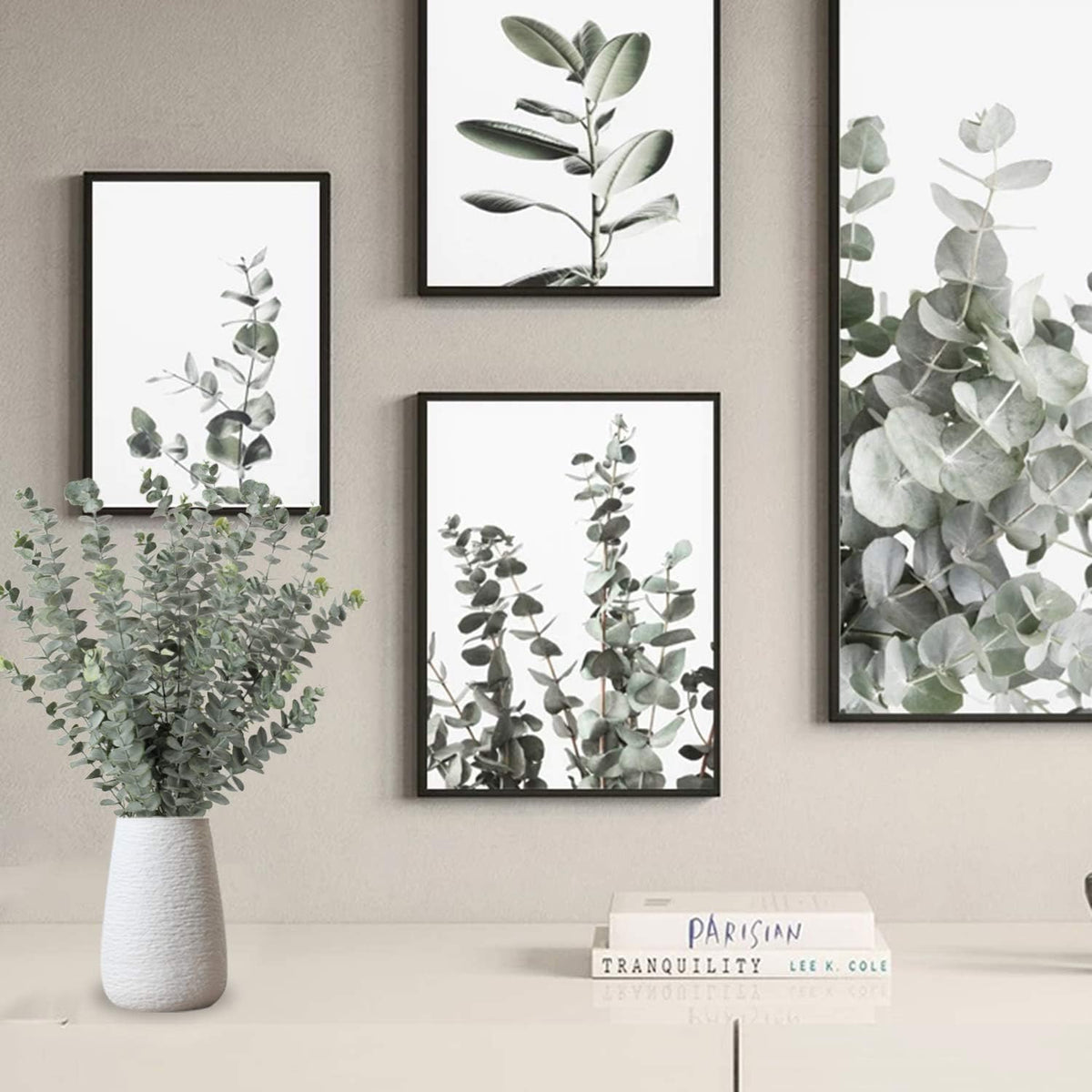 29'' Faux Eucalyptus Branches Spray Artificial Eucalyptus Leaves Long Stems Fake Flower Greenery Tall Plants Real Touch Flowers Eucalyptus for Wedding Bouquet Vase Floral Arrangement Decor 3 Pcs