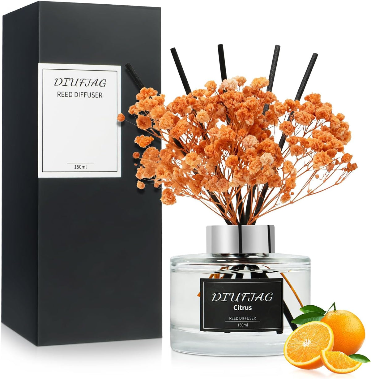 Citrus Reed Diffuser Set, 5.07 fl oz Scented Oil Diffuser